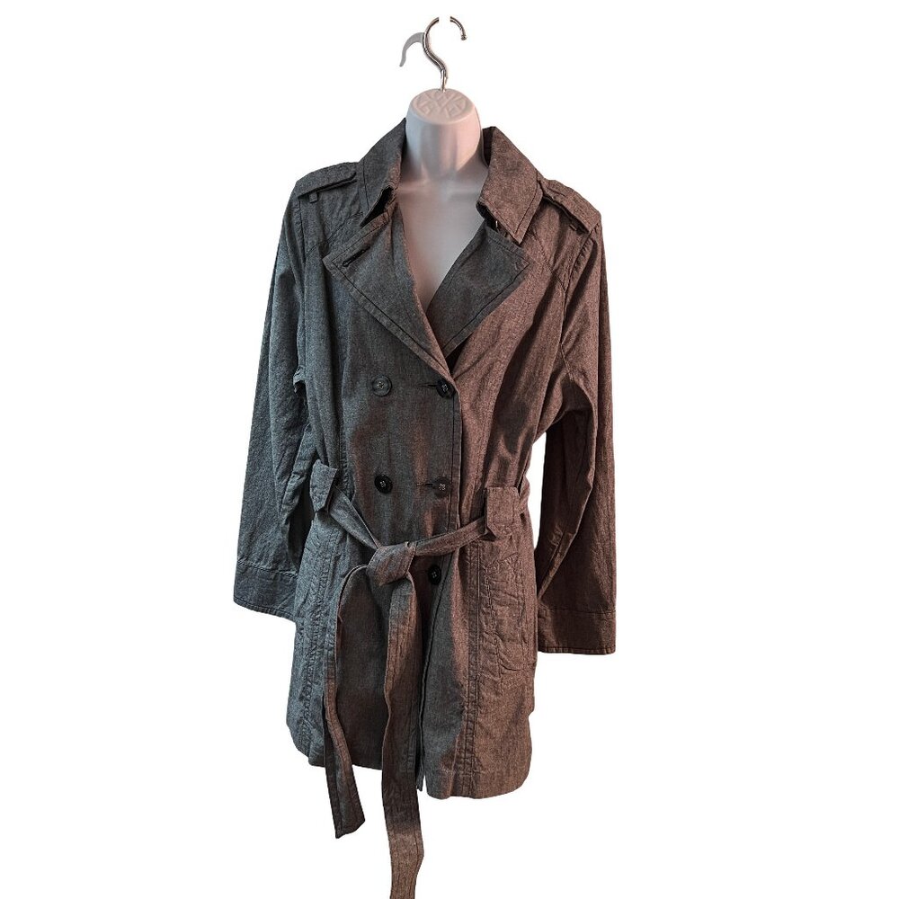 Tommy Hilfiger Gray Belted Trench Coat Size 1XL NWT Twilight vibes retro vintage